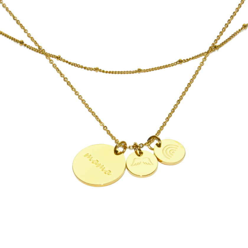 Layered Pendant Necklace - Rainbow Wings Mama