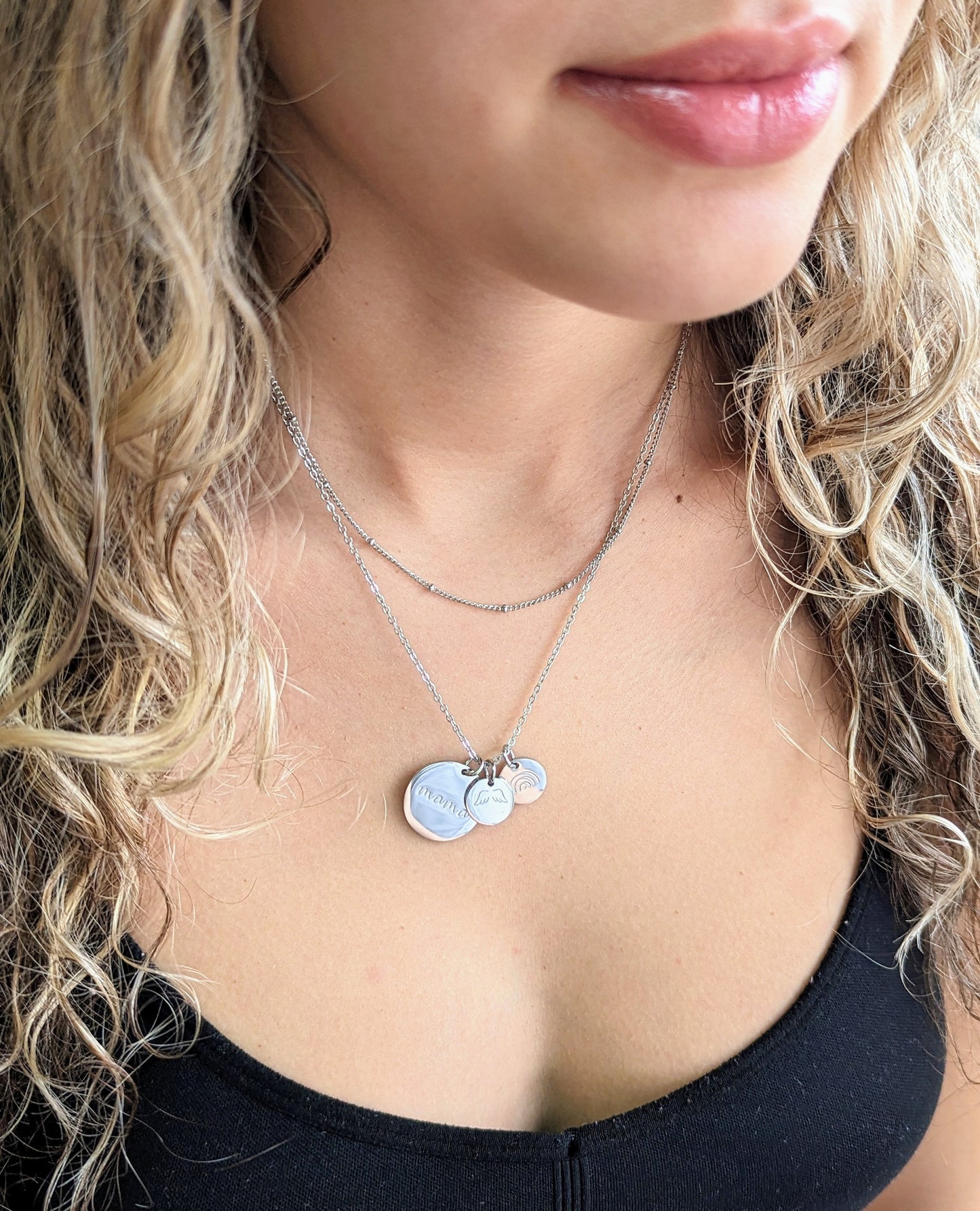 Layered Pendant Necklace - Rainbow Wings Mama